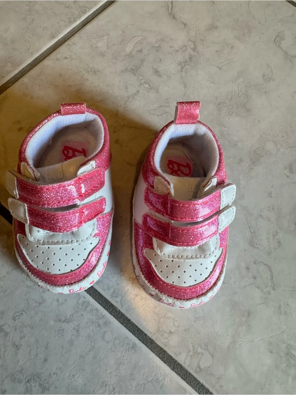 Barbie Pink Glitter Strap Baby Walker Shoes